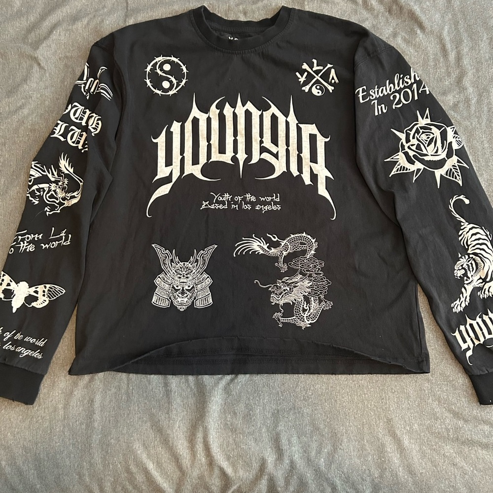 YoungLA Black BMF Graphic LongSleeve Tee